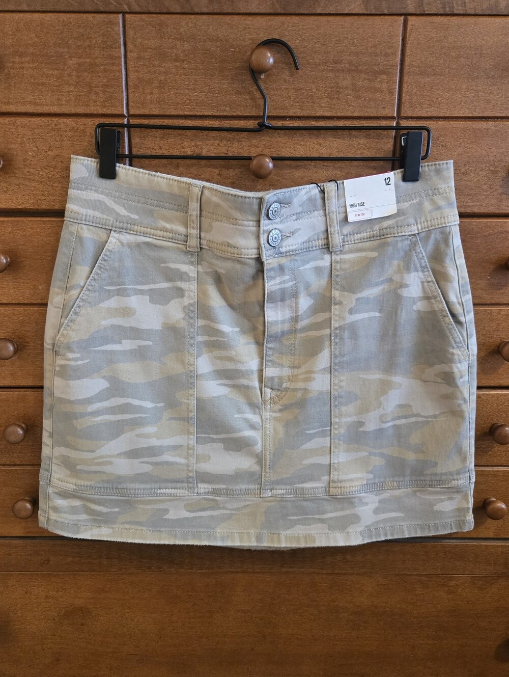Express Beige Camo Utility Mini Skirt